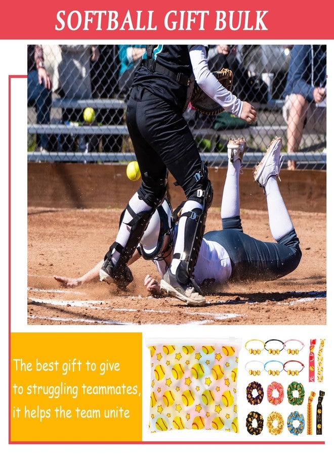 Yeyeplum 98 Pcs Softball Include Softball Goodie Makeup Bags Bracelet Hair Bands Hair Ties Sticker for Sports Team Gifts Birthday Decoration Party Supplies(Stylish) - Image 5